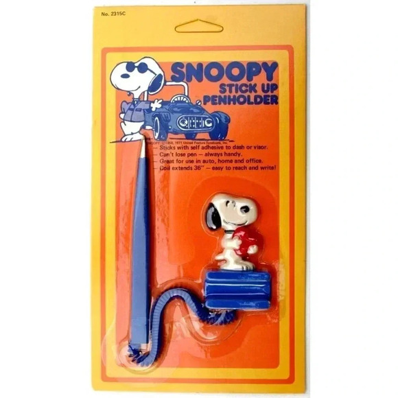 Sealed Snoopy Stick-Up Penholder HOLDING HEART Love Stationary Pen NOS - Picture 1 of 2